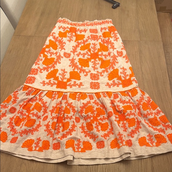 Anthropologie Dresses & Skirts - Anthropologie Orange Embroidered A-Line Skirt